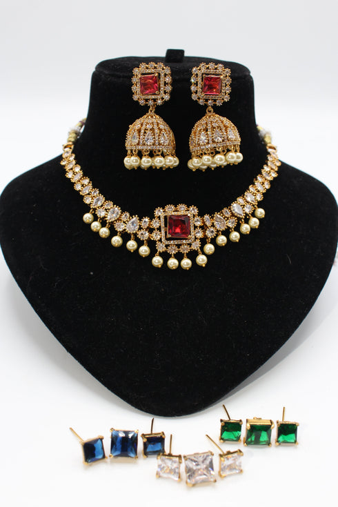 Mossinate Diamond Necklace with ChangeAble Stones
