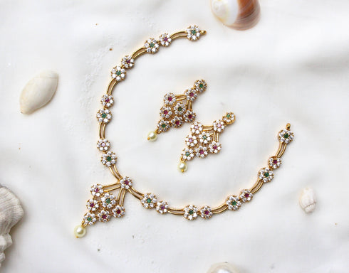 Gold Plated Statement Diamond Necklace