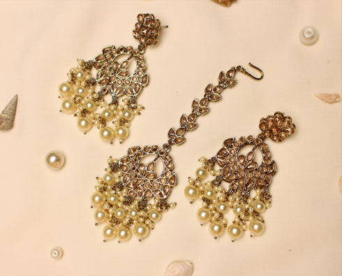 Polki Earrings and Maangteeka