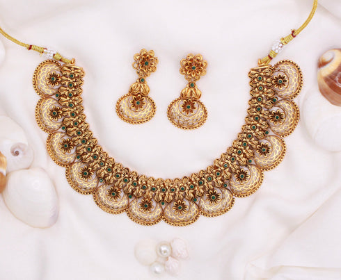 Gold Plated Handmade Necklace with Earrings