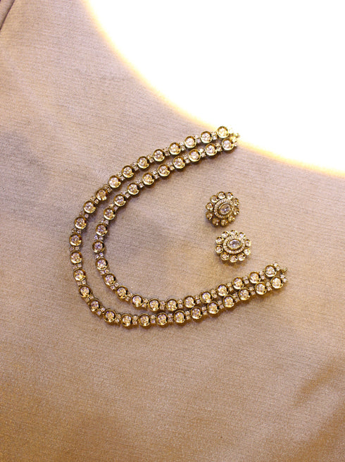 Gold Plated American Diamond Kundan Necklace