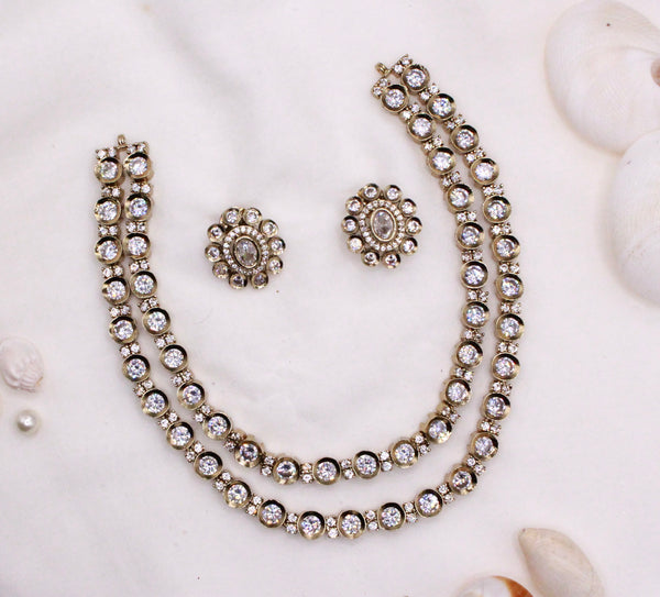 Gold Plated American Diamond Kundan Necklace