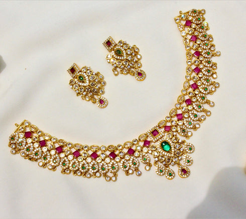 Bridal Necklace with Diamonds and Rubies