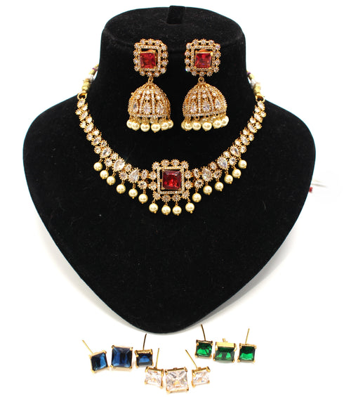 Mossinate Diamond Necklace with ChangeAble Stones
