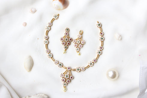 Gold Plated Statement Diamond Necklace