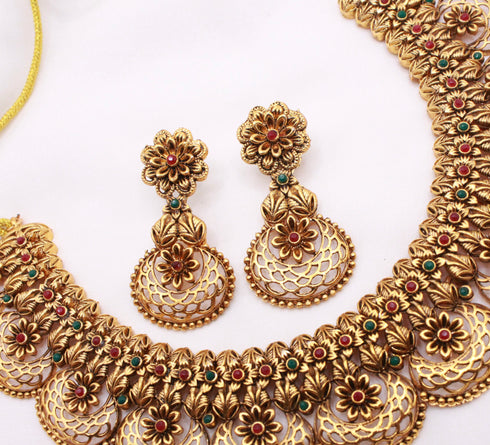 Gold Plated Handmade Necklace with Earrings