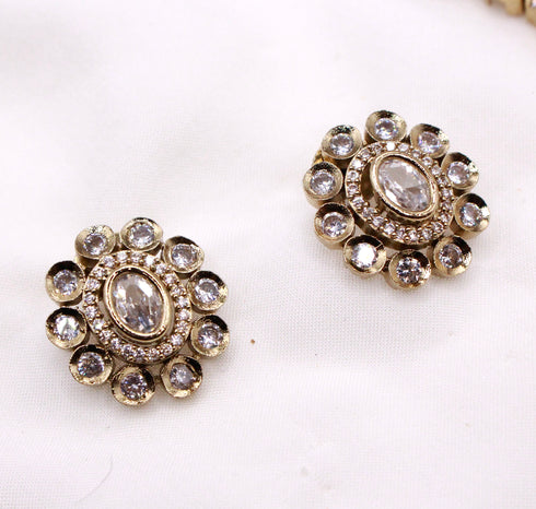 Gold Plated American Diamond Kundan Necklace