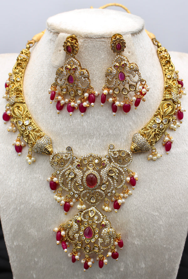 Victorian Style Kundan Necklace with Earrings