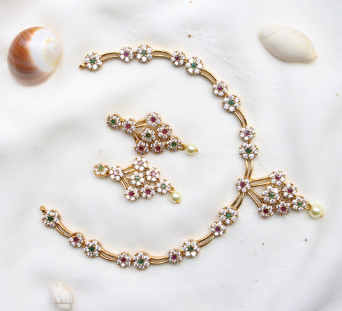 Gold Plated Statement Diamond Necklace
