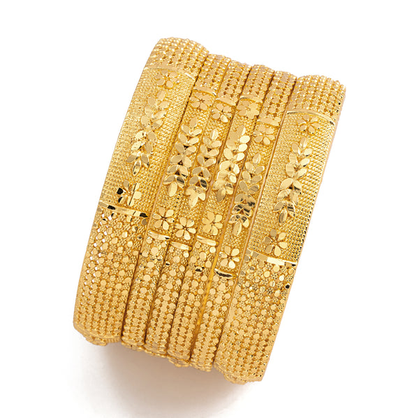 6'Pcs Madrasi Design Gold Plated Bridal Kangan