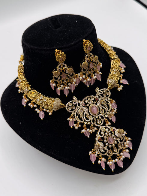 Victorian Style Kundan Necklace with Earrings