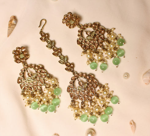 Polki Earrings and Maangteeka