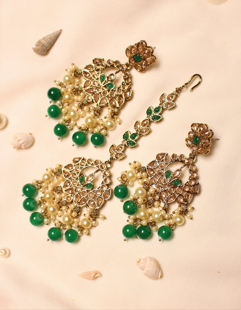 Polki Earrings and Maangteeka