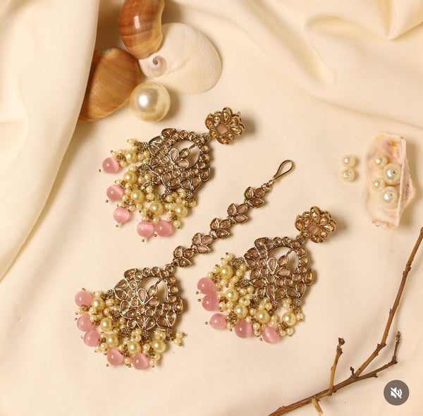 Polki Earrings and Maangteeka