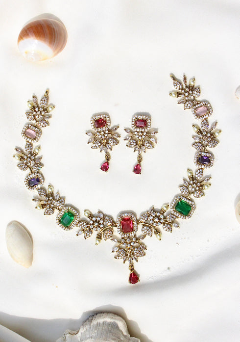 "Gulzar-E-Nageen" Ganga Jamna Style Necklace
