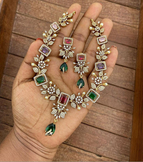 "Gulzar-E-Nageen" Ganga Jamna Style Necklace