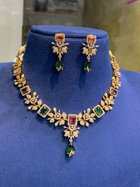 "Gulzar-E-Nageen" Ganga Jamna Style Necklace