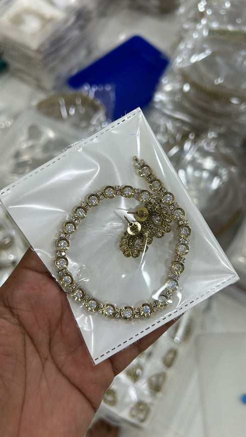 Mossinate Diamond Kundan Necklace Single Layer