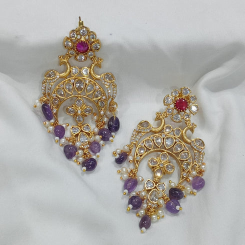 Gold Plated Jadau Chandelier Earrings