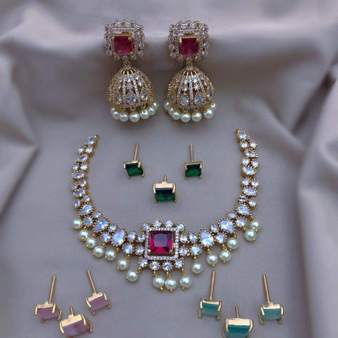 Mossinate Diamond Necklace with ChangeAble Stones