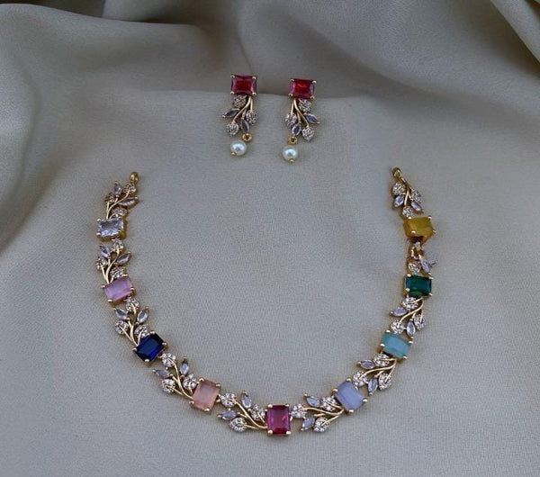 Gold Plated Naturattan Necklace with Earrings