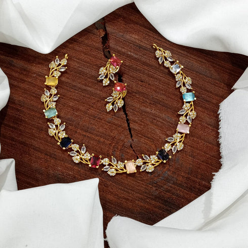 Gold Plated Naturattan Necklace with Earrings