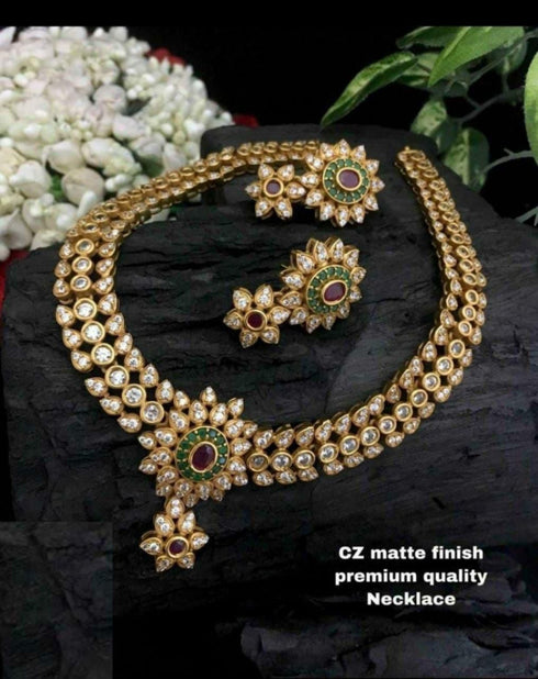 Jadau Necklace With Stud Earrings