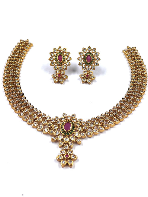 Jadau Necklace With Stud Earrings