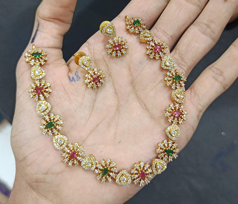 Naurattan Kundan Necklace with Earrings