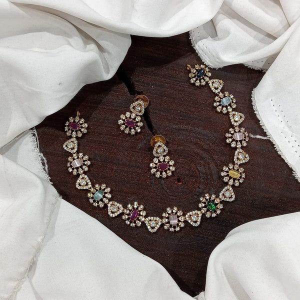 Naurattan Kundan Necklace with Earrings