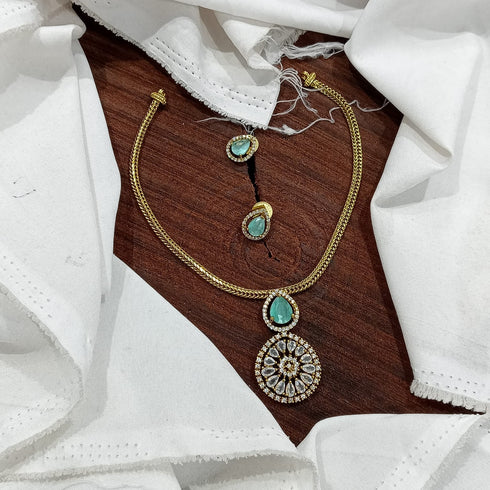 "AFROZ" Gold Plated Choker Necklace with Earrings