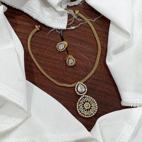 "AFROZ" Gold Plated Choker Necklace with Earrings