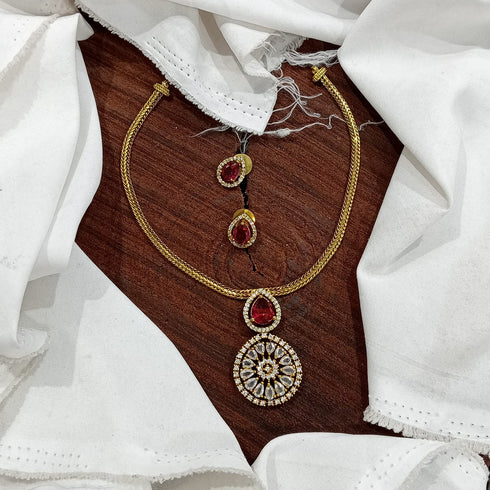 "AFROZ" Gold Plated Choker Necklace with Earrings