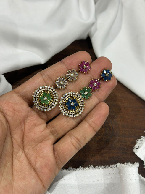 "Dhanak" Changeable stone Stud Earrings