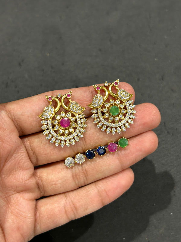 Peacock Changeable colour Stone Earrings