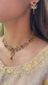 Gulzar-E-Nageen" Red Green Ganga Jamna Style Necklace