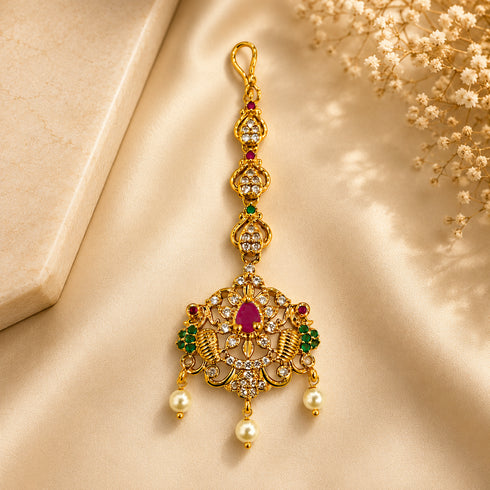 Royal Ruby Emerald Maangteeka