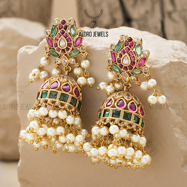 "Kanwal Jhumkay" Lotus Design Earrings