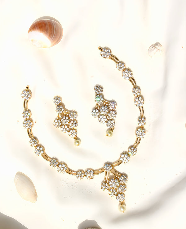 Gold Plated Statement Diamond Necklace