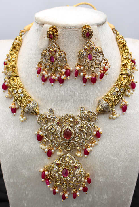 Victorian Style Kundan Necklace with Earrings