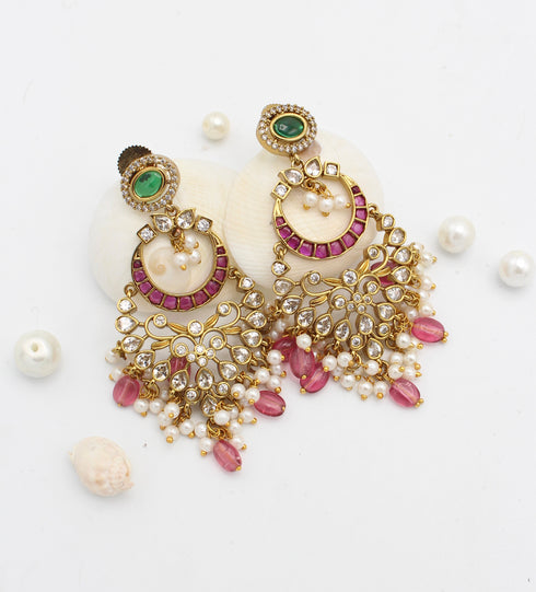 "Jhoom" Gold Plated Jadau Earrings