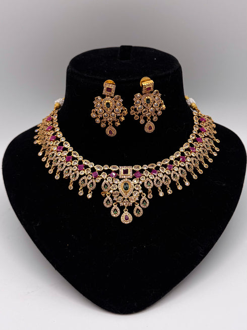 Bridal Necklace with Diamonds and Rubies
