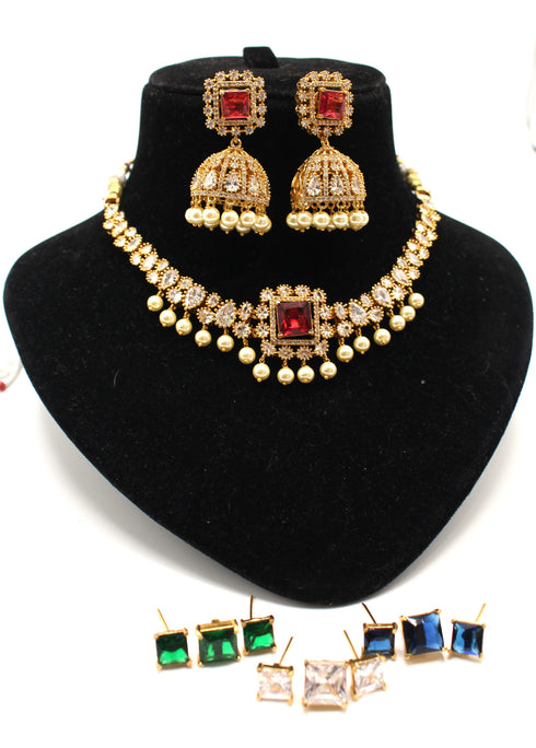 Mossinate Diamond Necklace with ChangeAble Stones