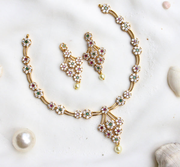 Gold Plated Statement Diamond Necklace