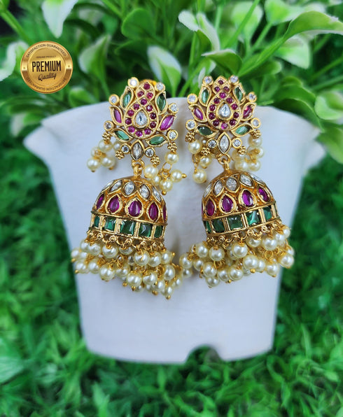 "Kanwal Jhumkay" Lotus Design Earrings