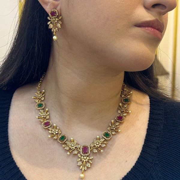 "Gulzar-E-Nageen" Ganga Jamna Style Necklace