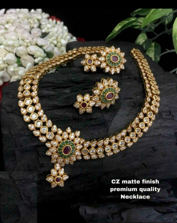 Jadau Necklace With Stud Earrings