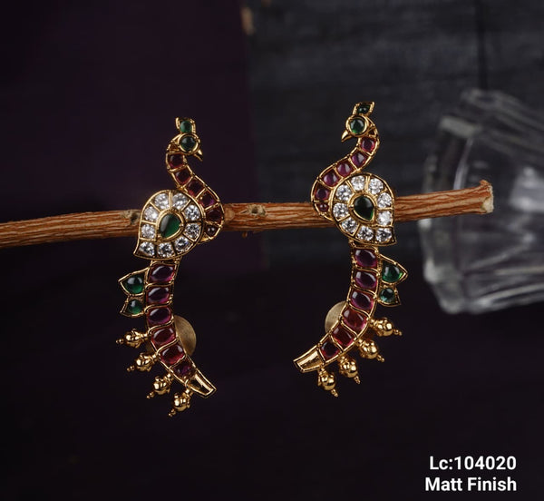 Gold Plated Handmade Kundan Peacock Earcuff
