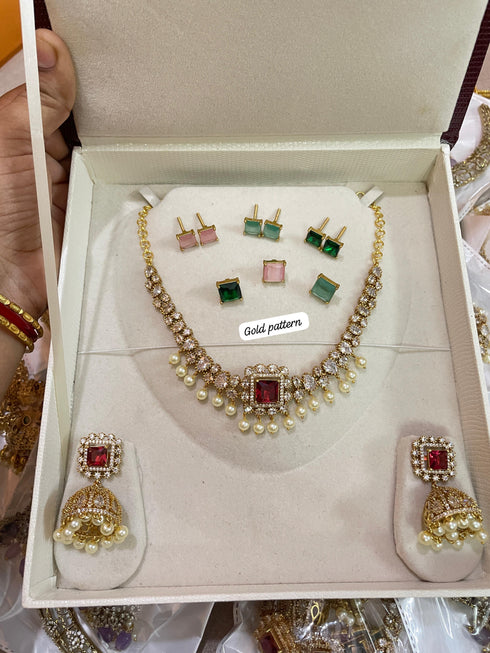 Mossinate Diamond Necklace with ChangeAble Stones