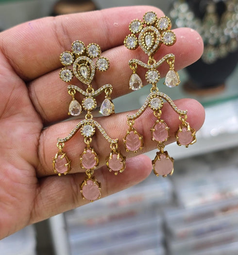 Hand Carved Mossinate Diamond Earrings